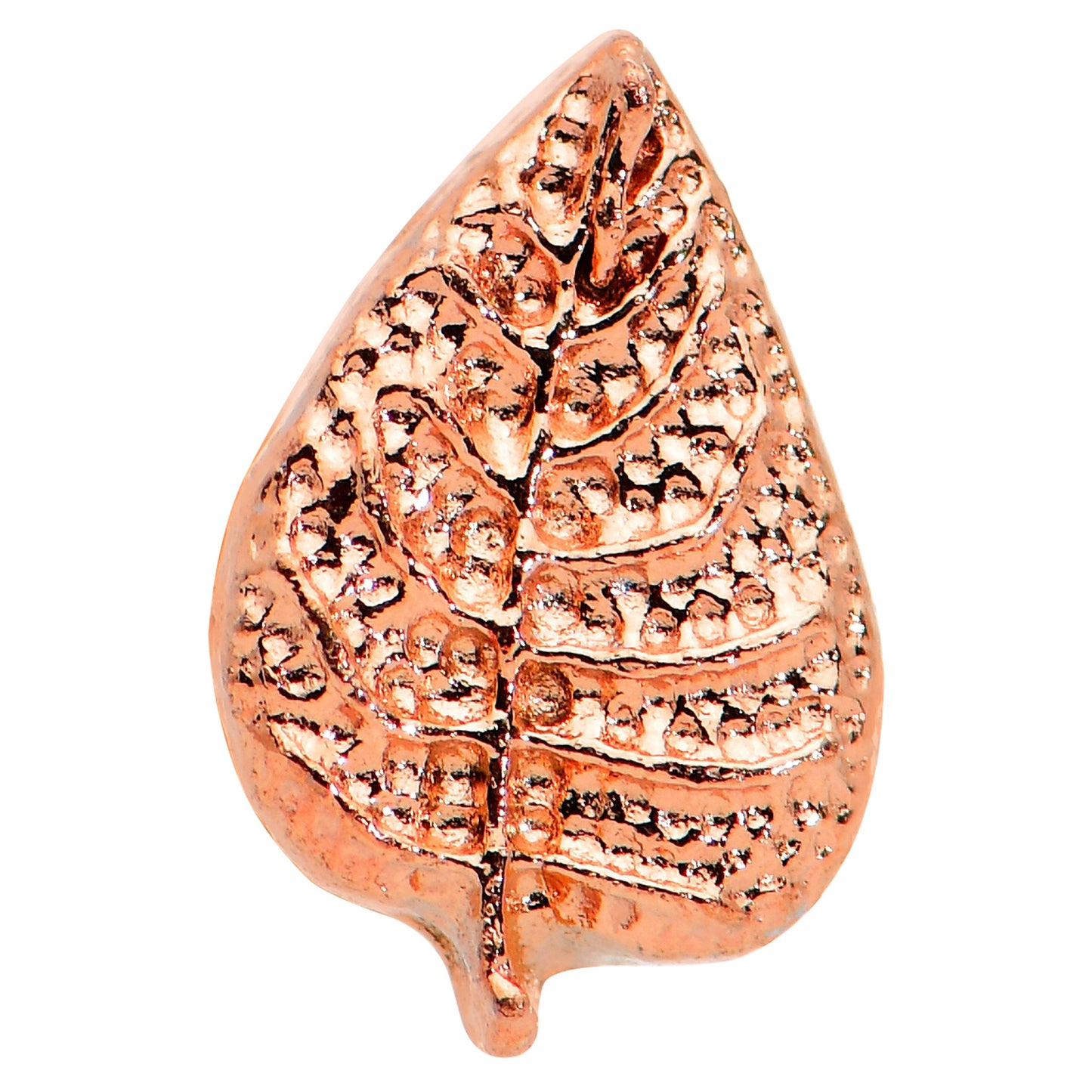 16 Gauge 1/4 Rose Gold Tone Fall Texture Leaf Cartilage Tragus Earring