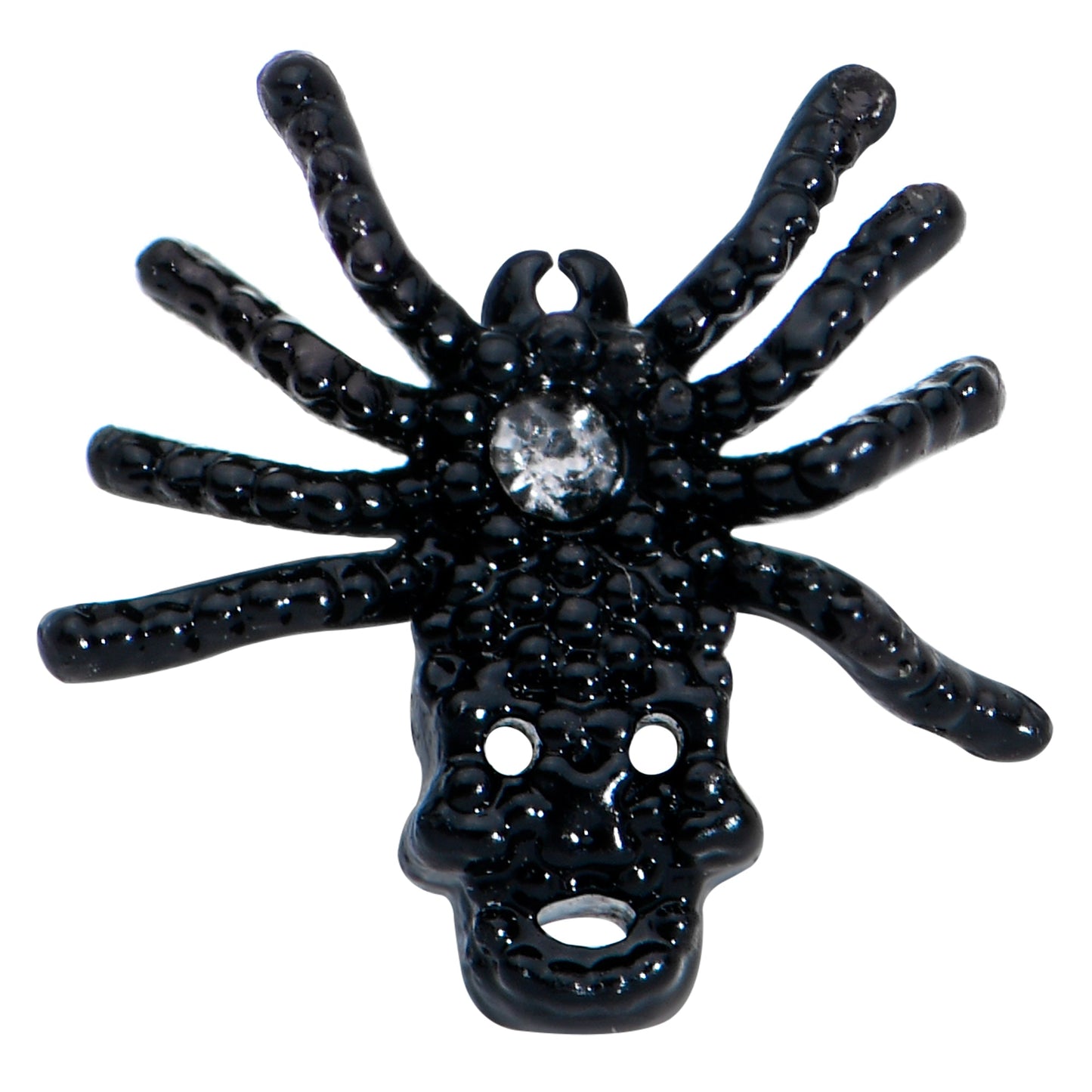 20 Gauge 1/4 Clear Gem Black Spider Halloween Nose Bone