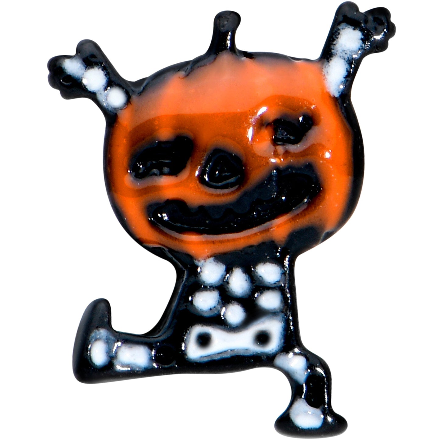 16 Gauge 1/4 Black Dancing Skeleton Pumpkin Halloween Cartilage Tragus