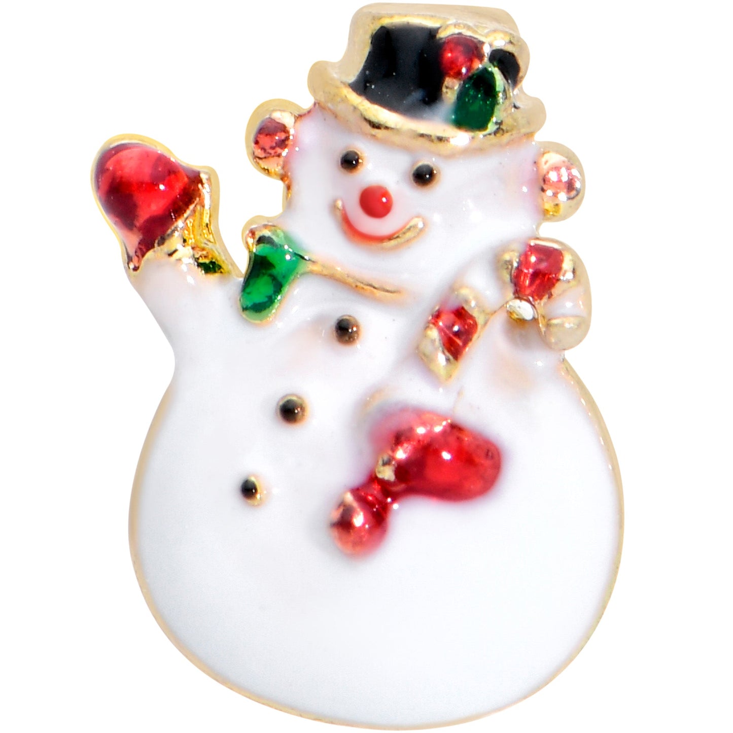 16 Gauge 1/4 Gold Tone Waving Snowman Christmas Cartilage Tragus
