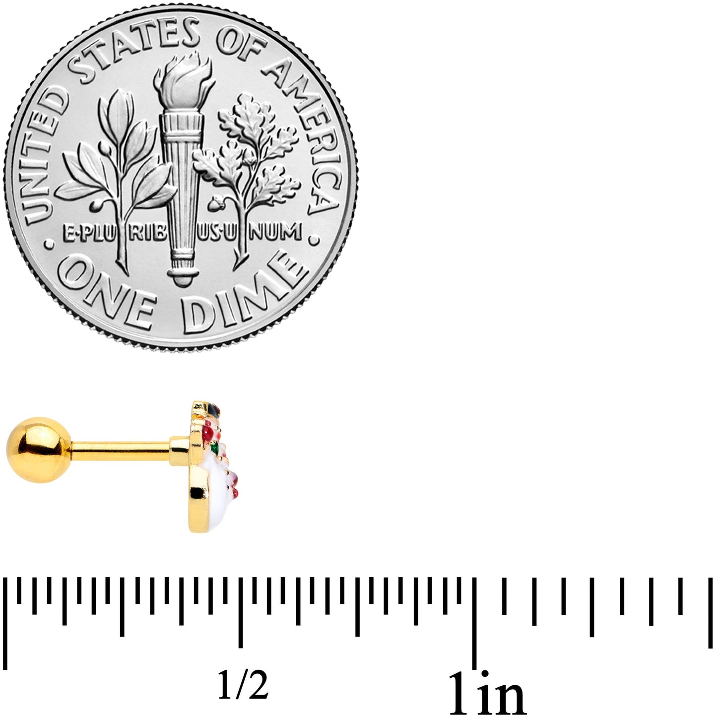 16 Gauge 1/4 Gold Tone Waving Snowman Christmas Cartilage Tragus