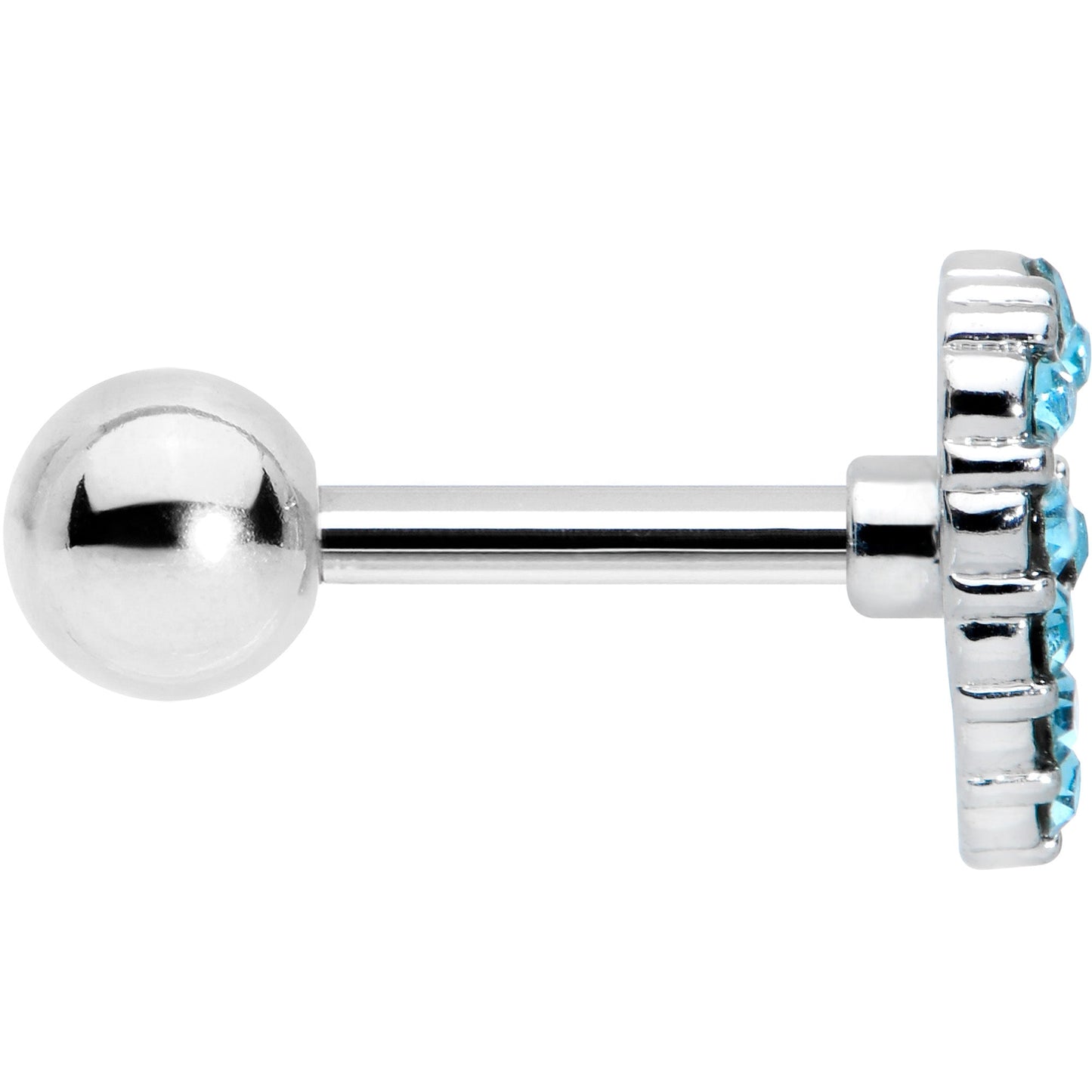 16 Gauge 1/4 Blue Gem Floral Hollow Heart Cartilage Tragus Earring