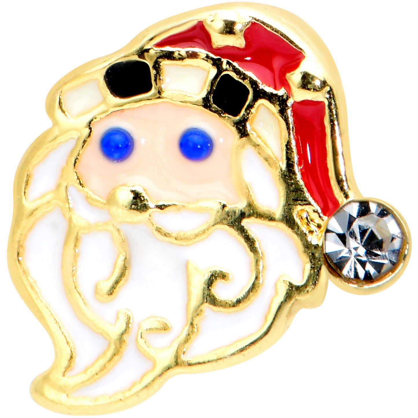 20 Gauge 7mm Clear Gem Gold Tone Santa Christmas L Shape Nose Ring