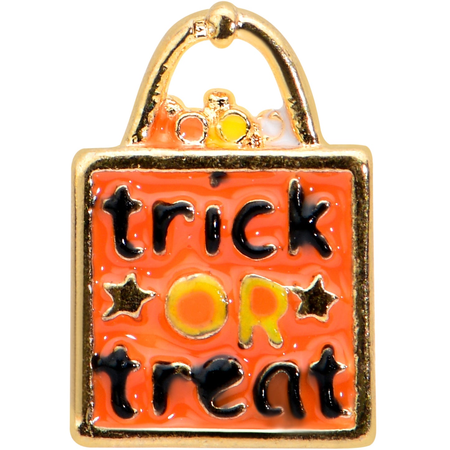 16 Gauge 1/4 Gold Tone Trick or Treat Halloween Cartilage Tragus