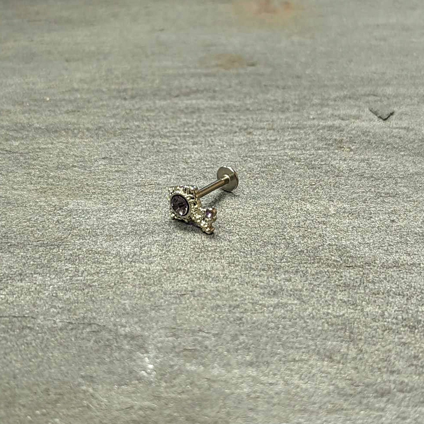 16 Gauge 5/16 Purple Gem Unlock My Heart Key Labret Monroe Tragus