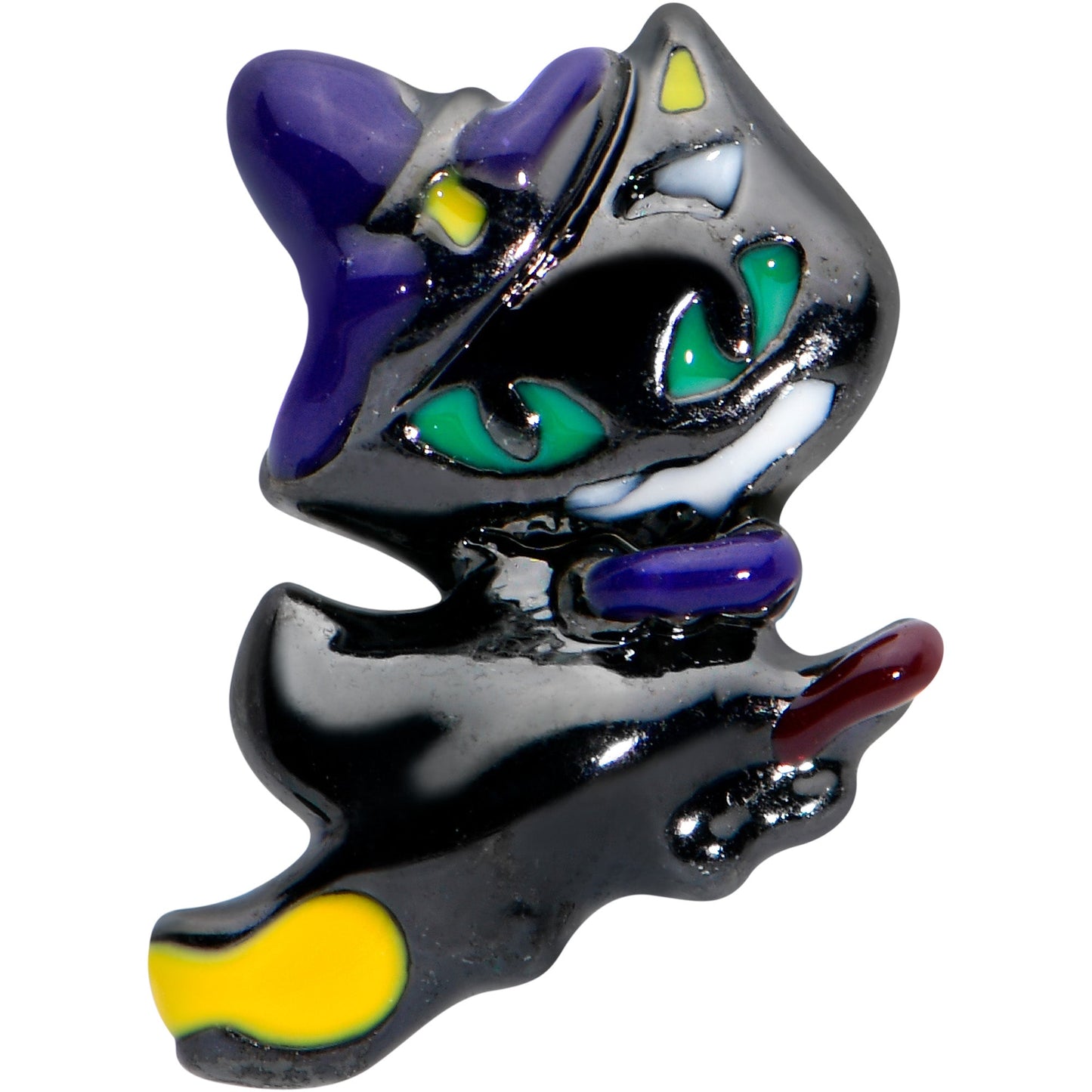 16 Gauge 1/4 Black Witch Cat Halloween Labret Monroe Tragus