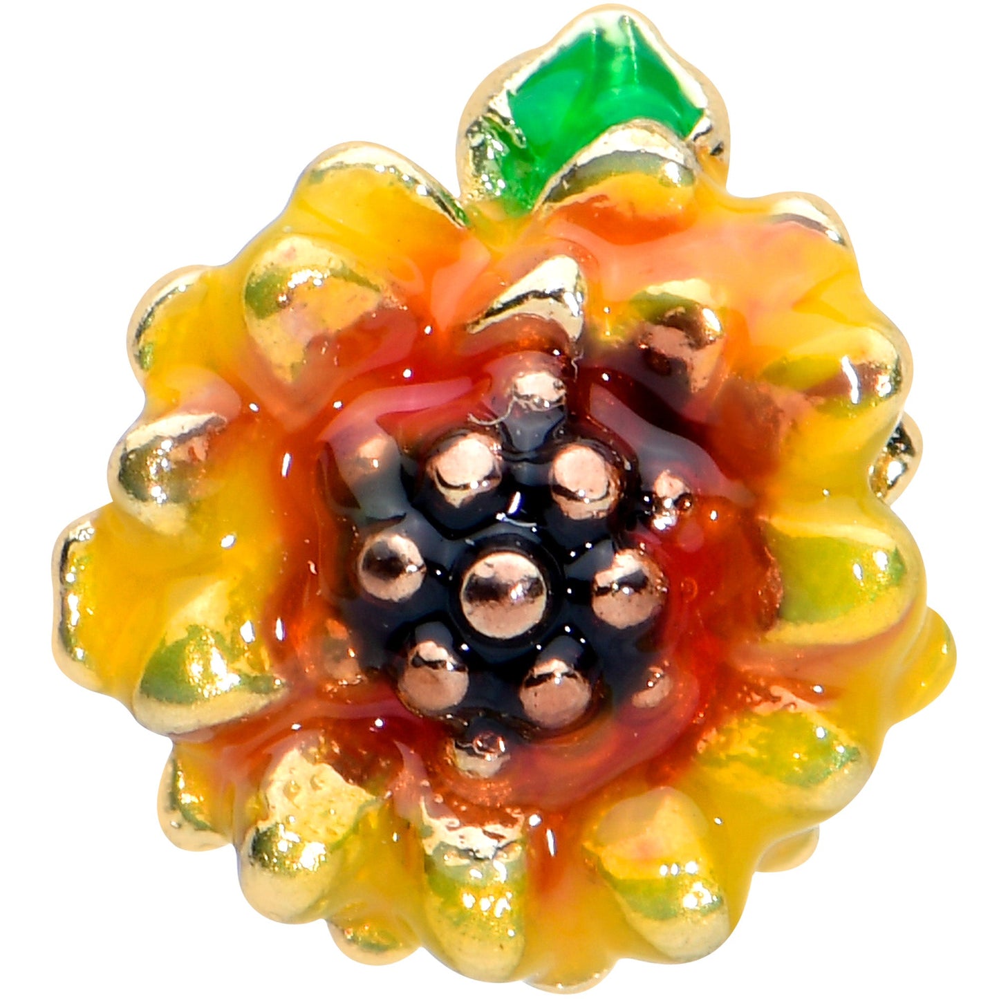 16 Gauge 5/16 Gold Tone Summer Sunflower Labret Monroe Tragus