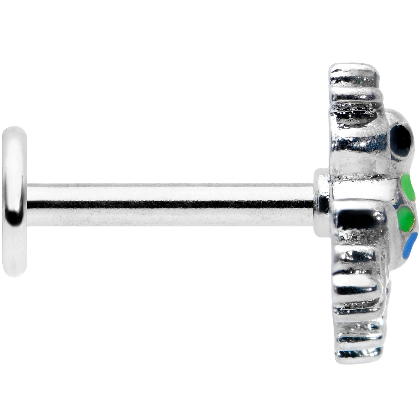 16 Gauge 5/16 Black Gem Polka Dot Blue Green Frog Labret Monroe Tragus