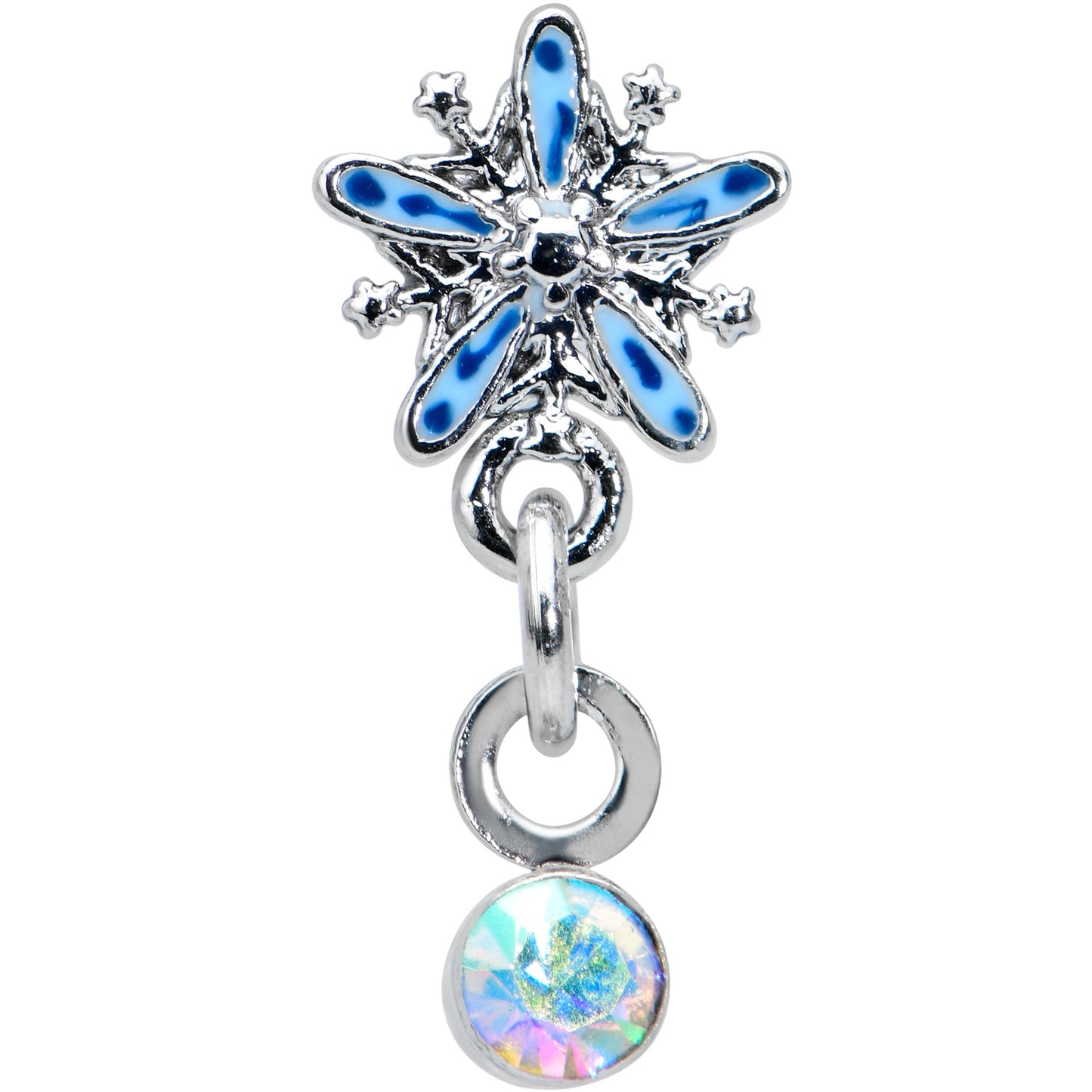 16 Gauge 1/4 Aurora Gem Snowflake Blues Christmas Cartilage Tragus