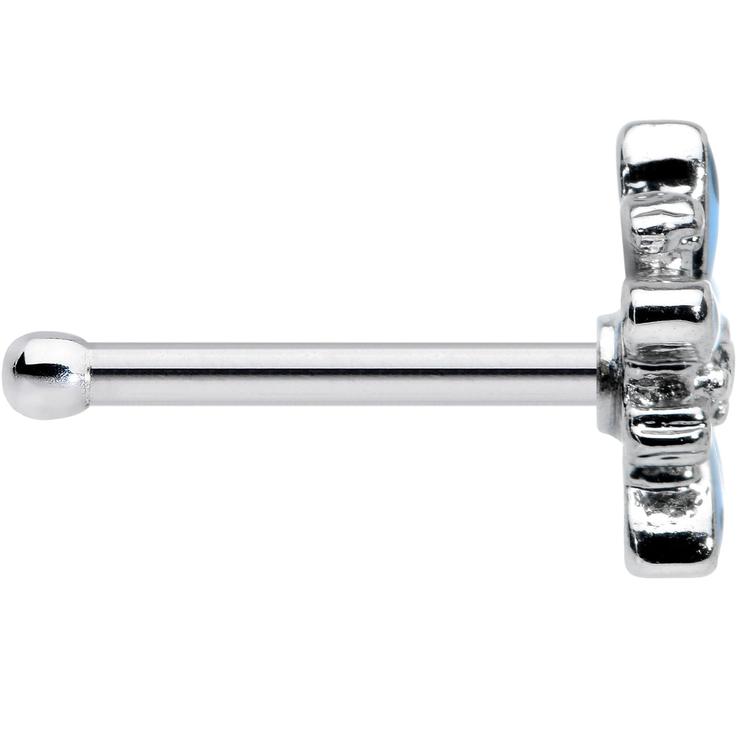20 Gauge 7.5mm Snowflake Blues Christmas Nose Bone