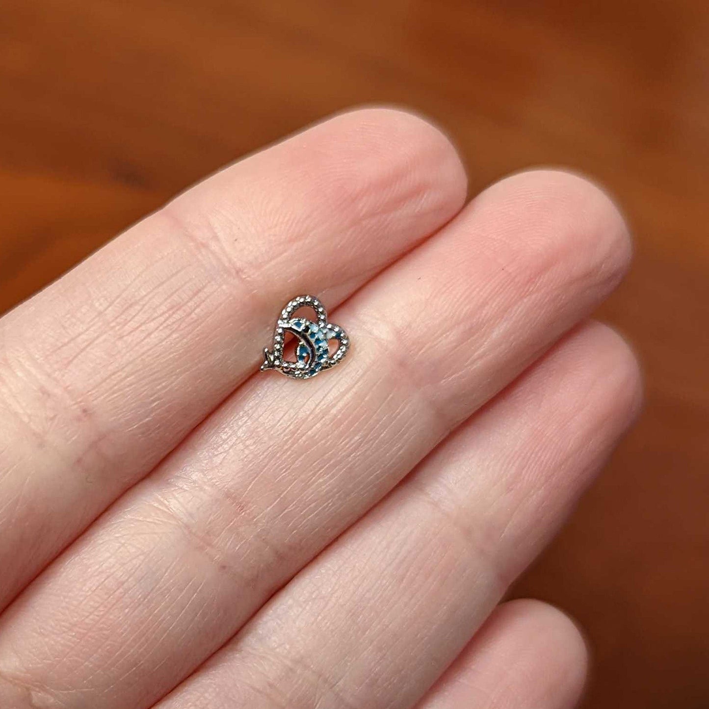 16 Gauge 1/4 Dolphin Blue Heart Valentines Cartilage Tragus Earring