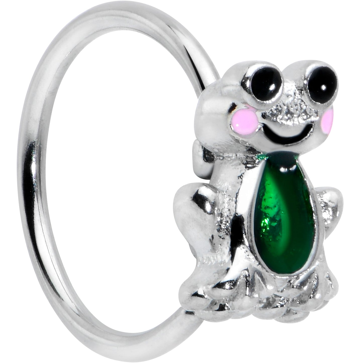 20 Gauge 5/16 Dark Green Groovy Frog Nose Hoop