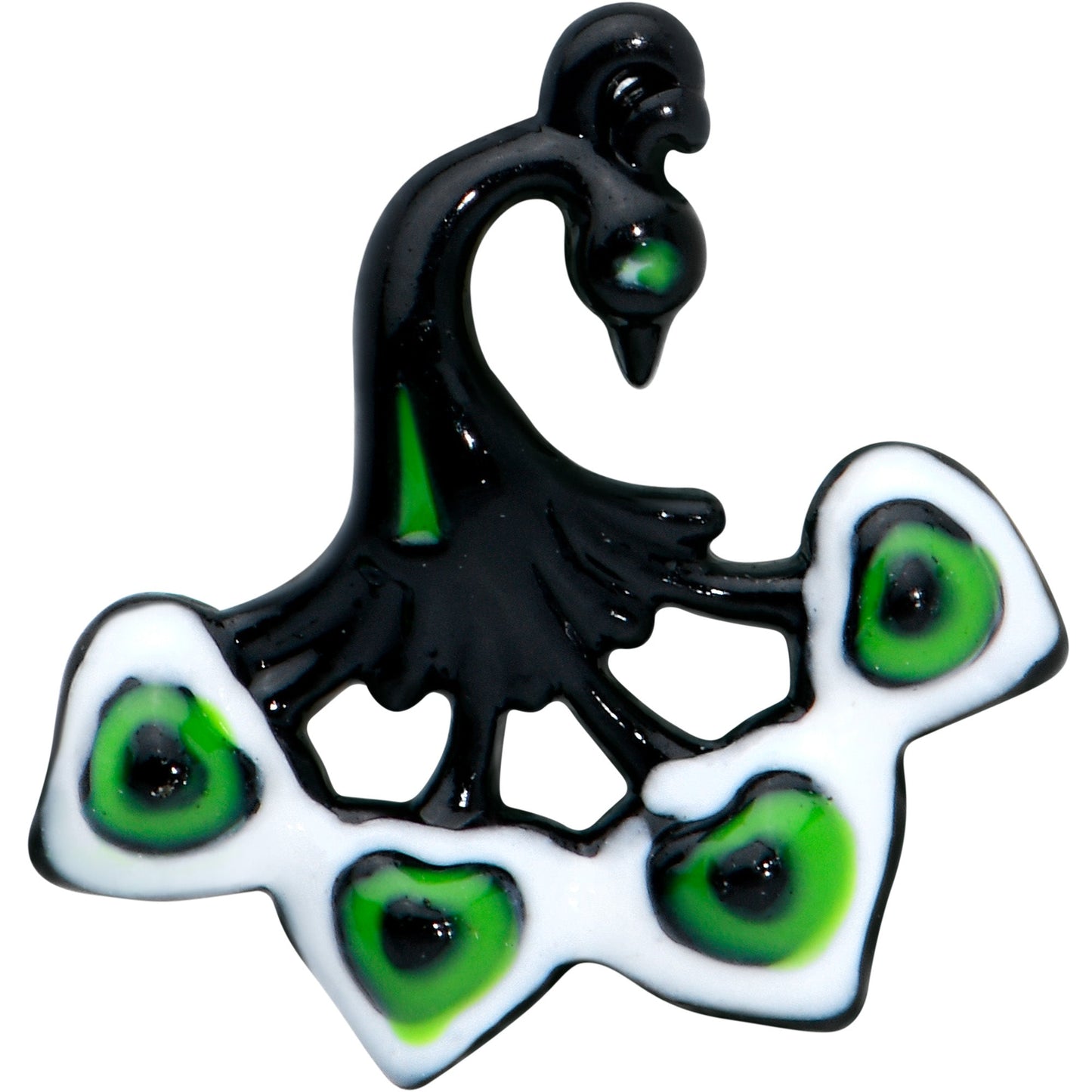 20 Gauge 1/4 Black Green Perfect Peacock L Shape Nose Ring