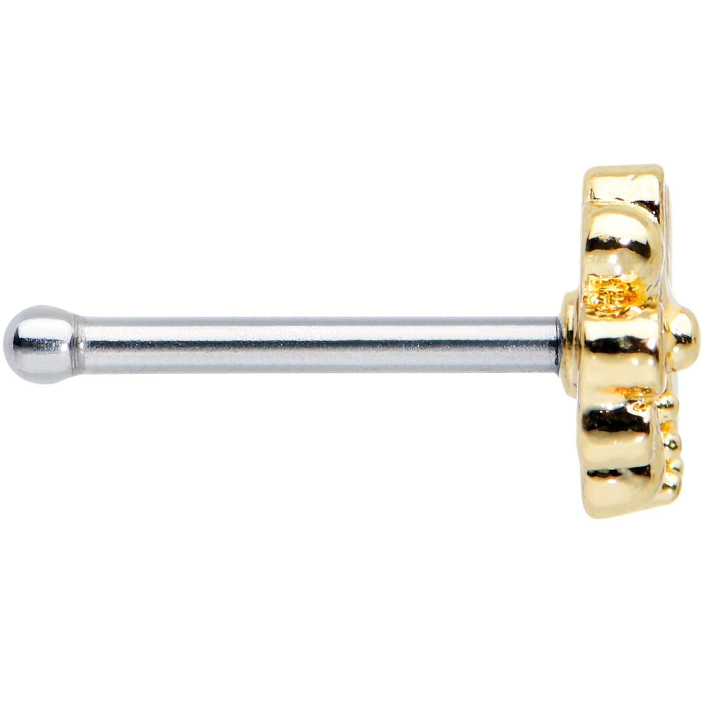 20 Gauge 1/4 Gold Tone White Texture Daisy Flower Nose Bone