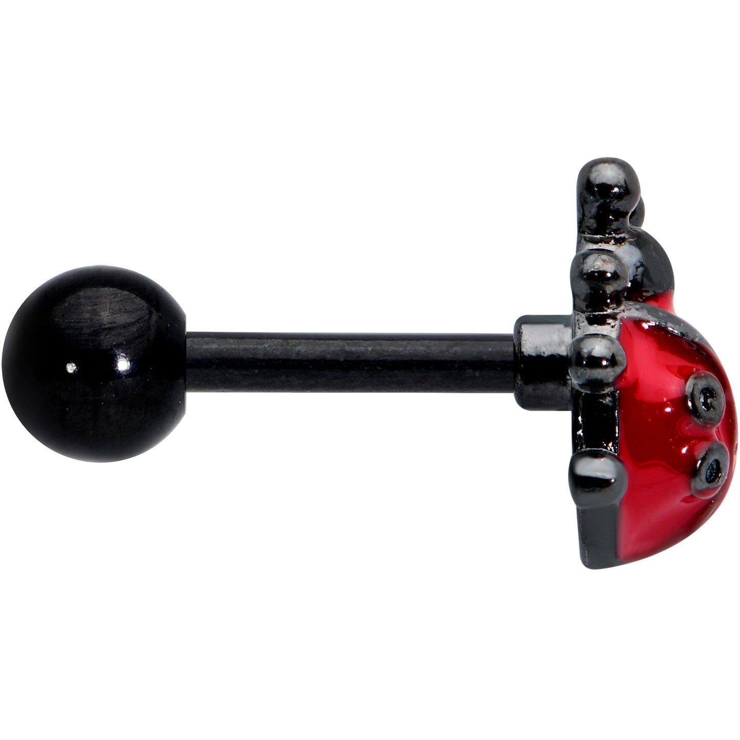 16 Gauge 1/4 Black Classic Ladybug Cartilage Tragus Earring
