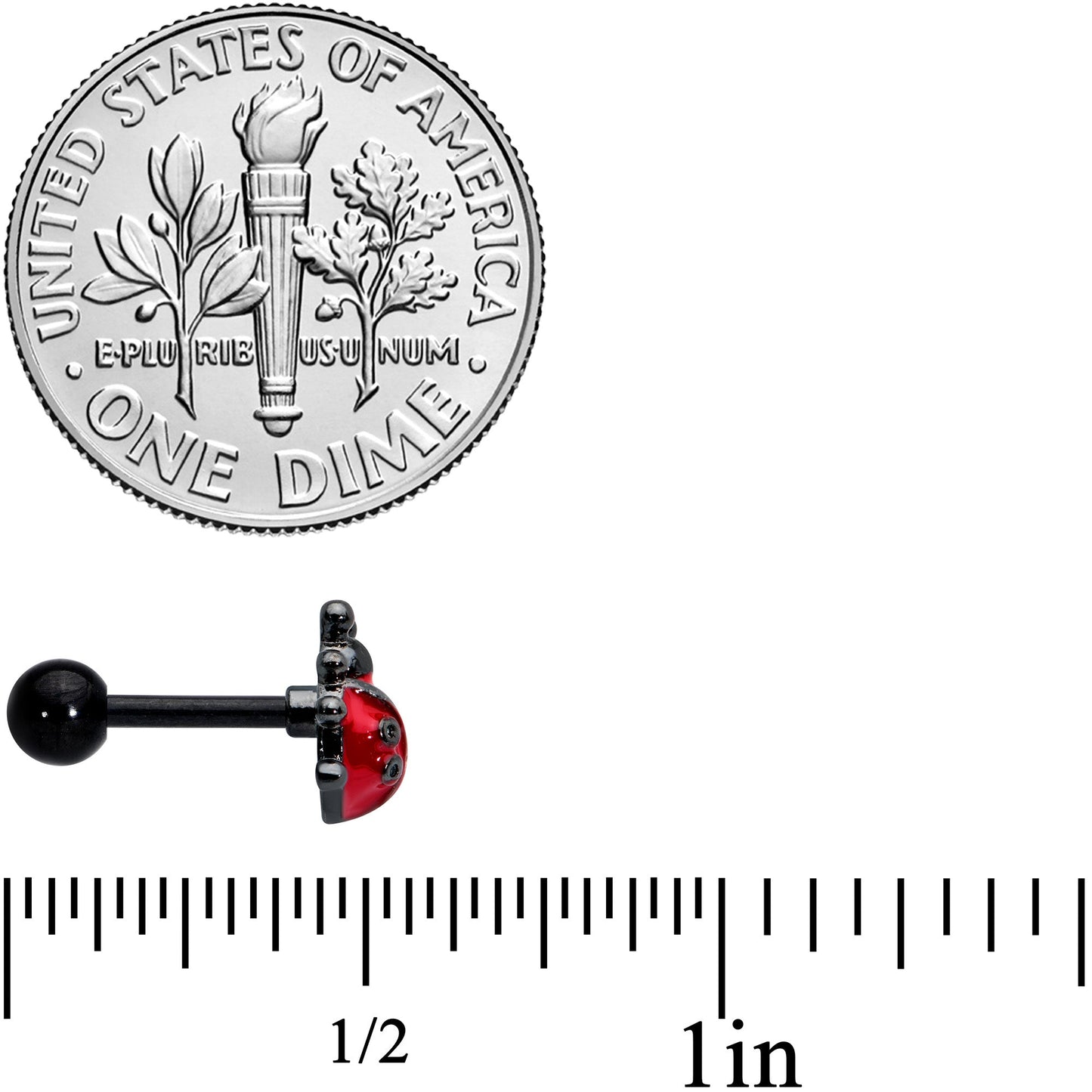 16 Gauge 1/4 Black Classic Ladybug Cartilage Tragus Earring