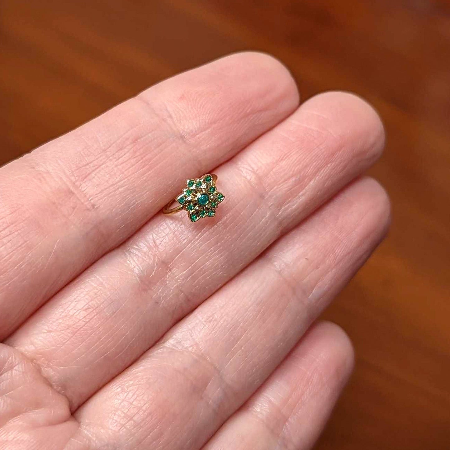 20 Gauge 5/16 Blue Gem Gold Tone Snowflake Nose Hoop