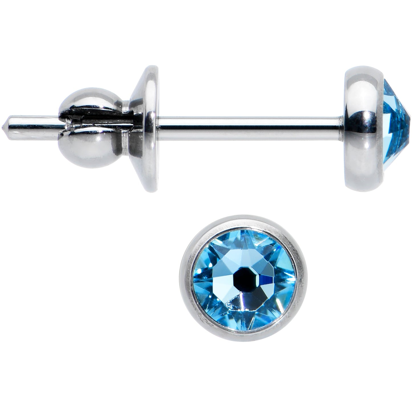 20 Gauge Blue Gem ASTM F-136 Implant Grade Titanium Post 4mm Bezel Stud Earrings