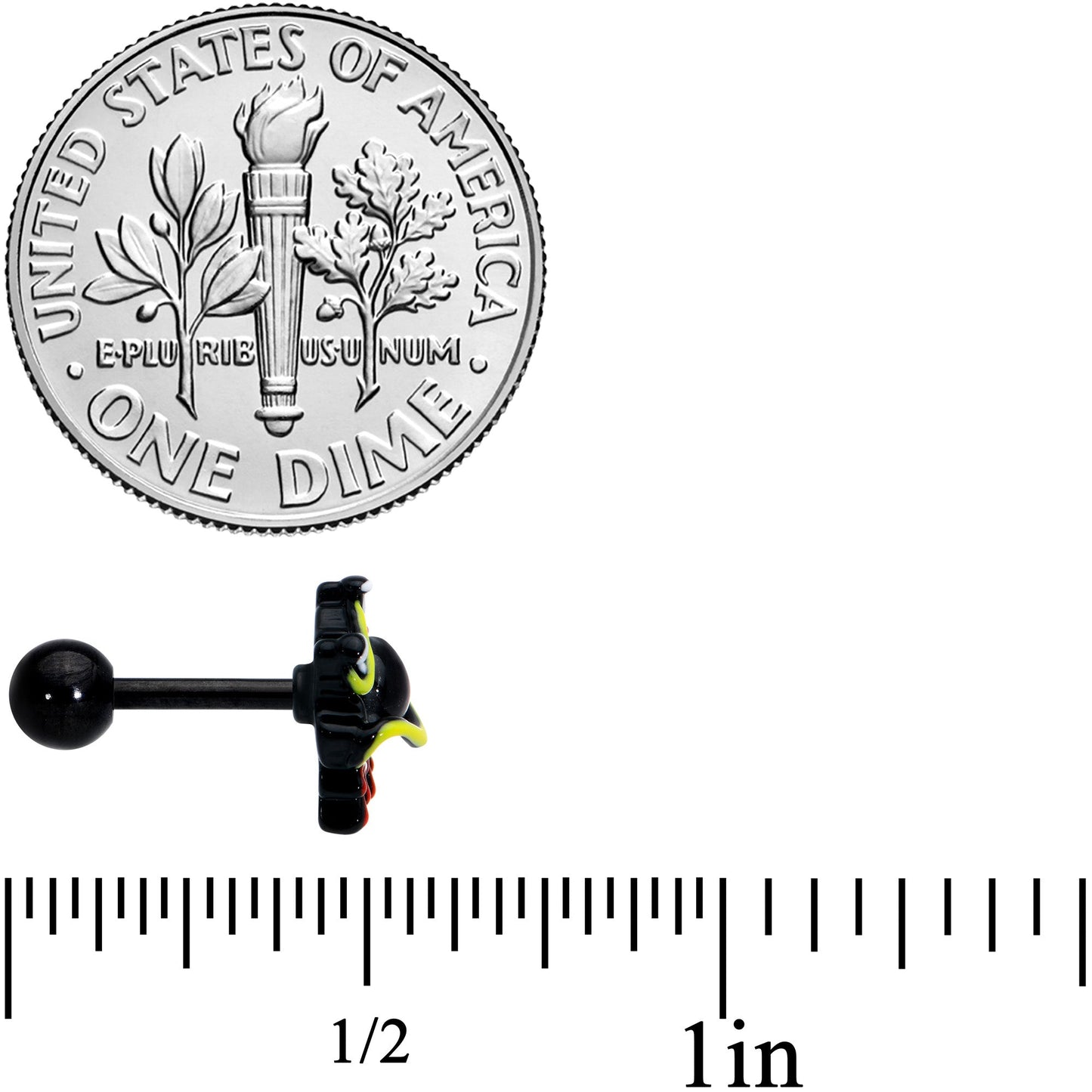 16 Gauge 1/4 Black Spiky Eyeball Halloween Cartilage Tragus Earring