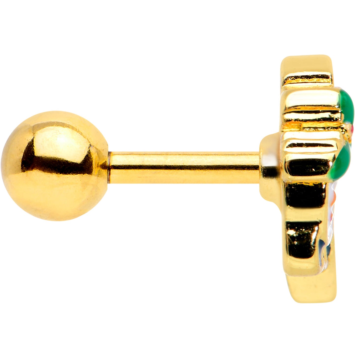 16 Gauge 1/4 Clear Gem Gold Tone Happy Snowman Cartilage Tragus