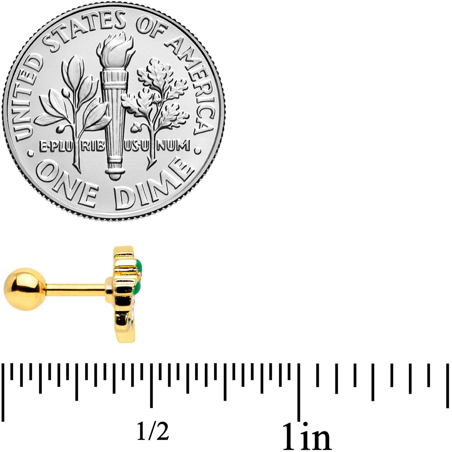 16 Gauge 1/4 Clear Gem Gold Tone Happy Snowman Cartilage Tragus