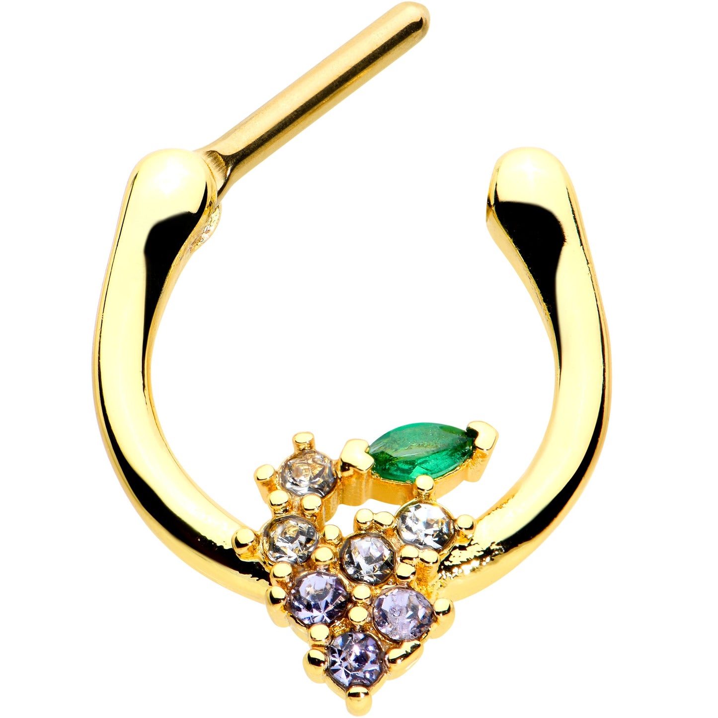 16 Gauge 5/16 Clear CZ Gem Gold Tone Bunch Grapes Cartilage Clicker