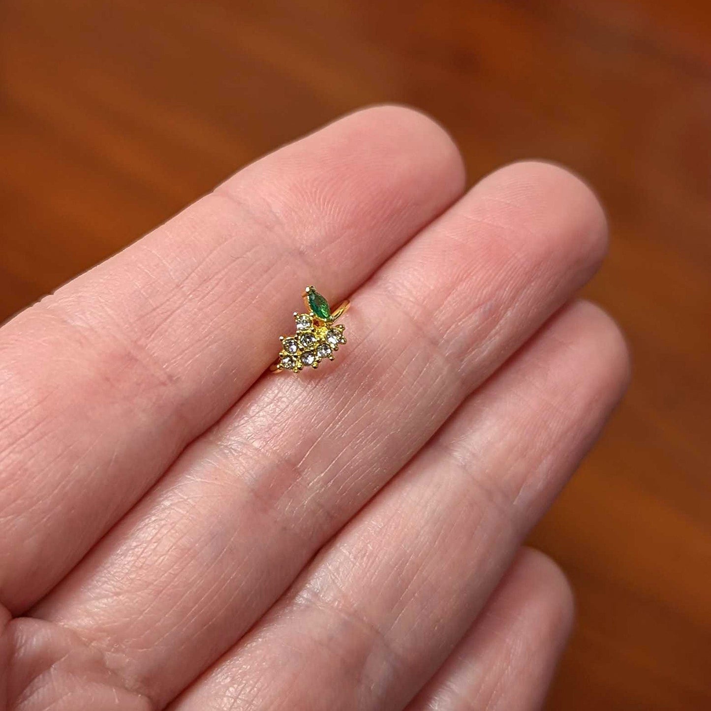 20 Gauge 5/16 Clear Cz Gem Gold Tone Bunch Grapes Nose Hoop