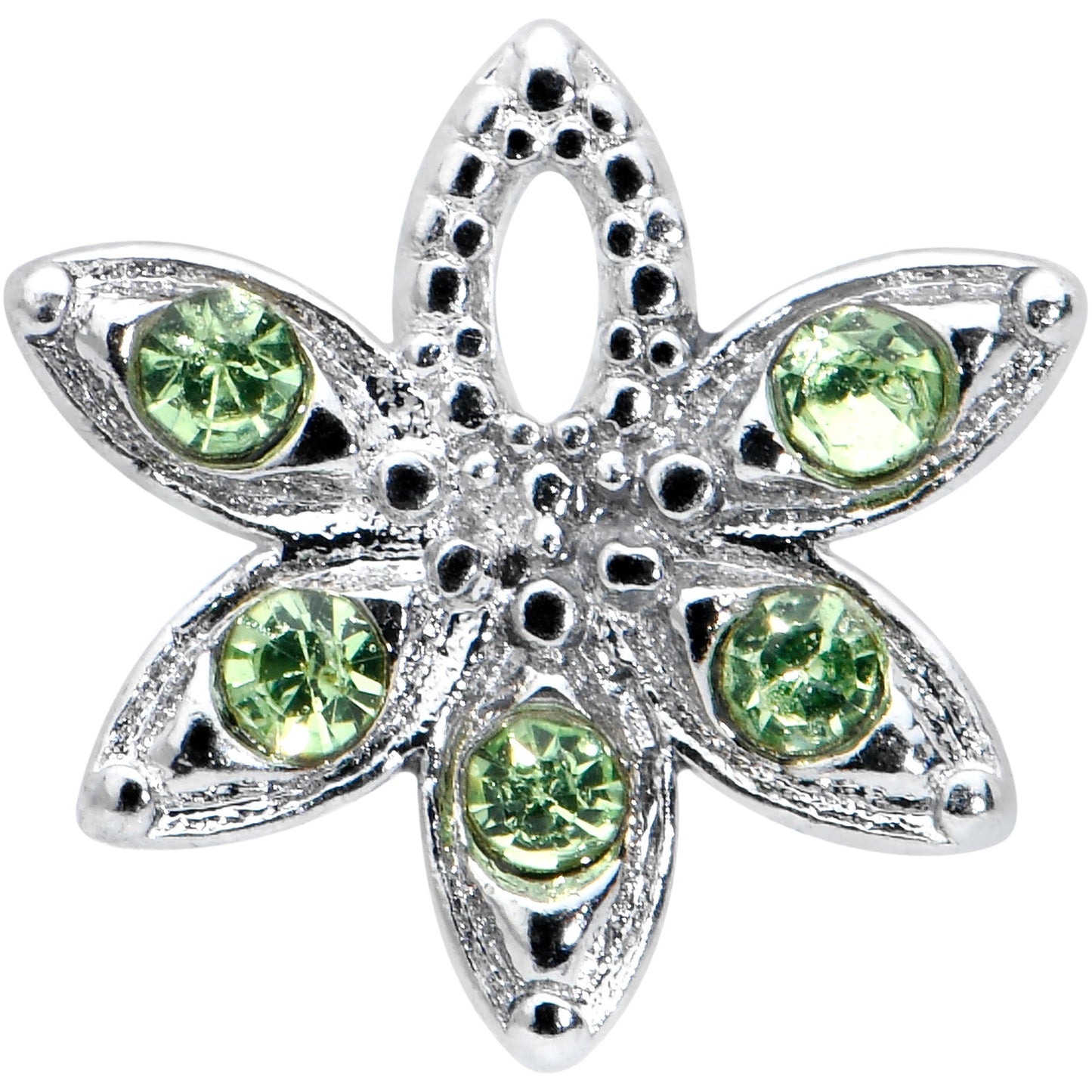 16 Gauge 1/4 Green Gem Texture Loopy Pot Leaf Cartilage Tragus Earring