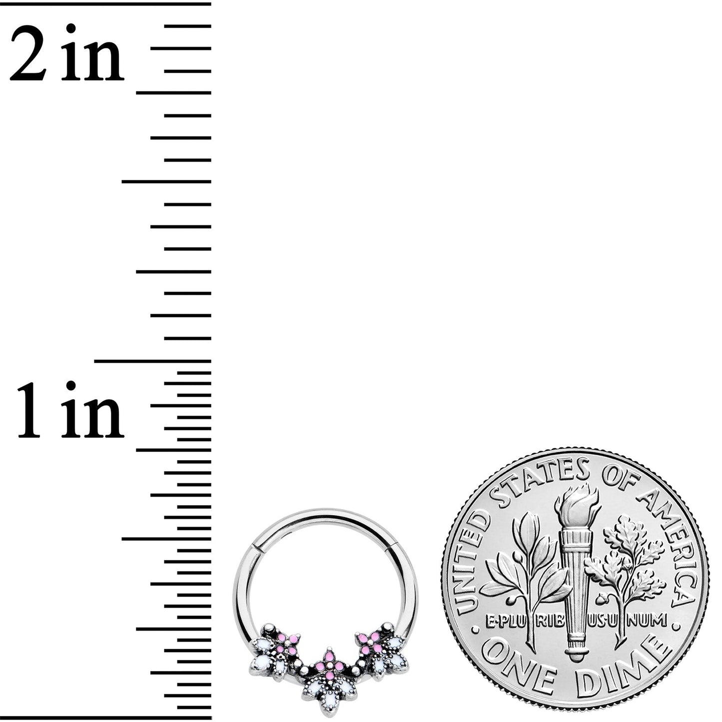16 Gauge 3/8 Pink White Abstract Leaf Hinged Segment Ring