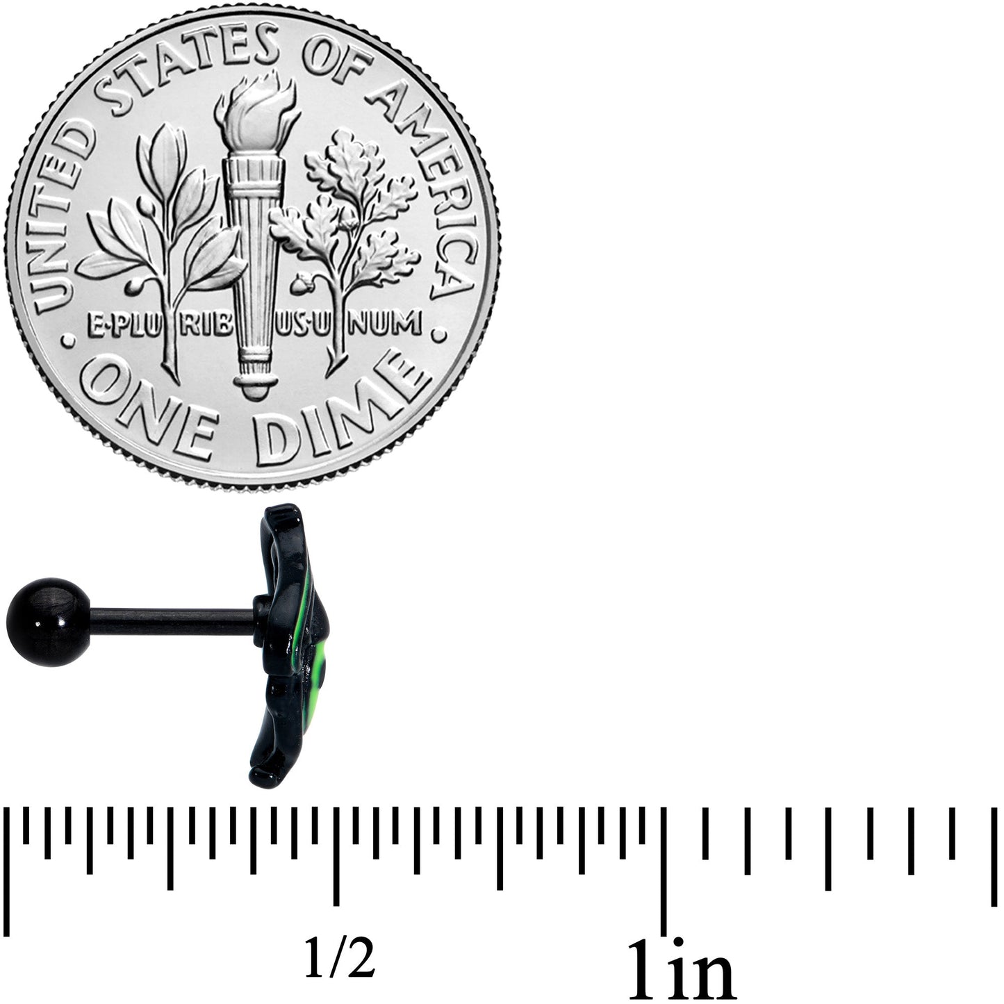 16 Gauge 1/4 Black Striking Peacock Feather Cartilage Tragus Earring