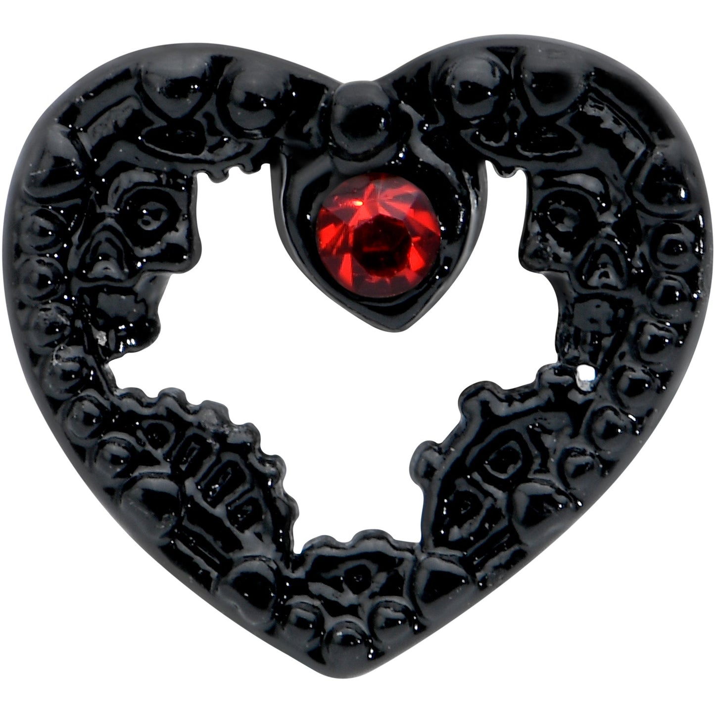 16 Gauge 1/4 Red Gem Black Steampunk Skull Cartilage Tragus Earring