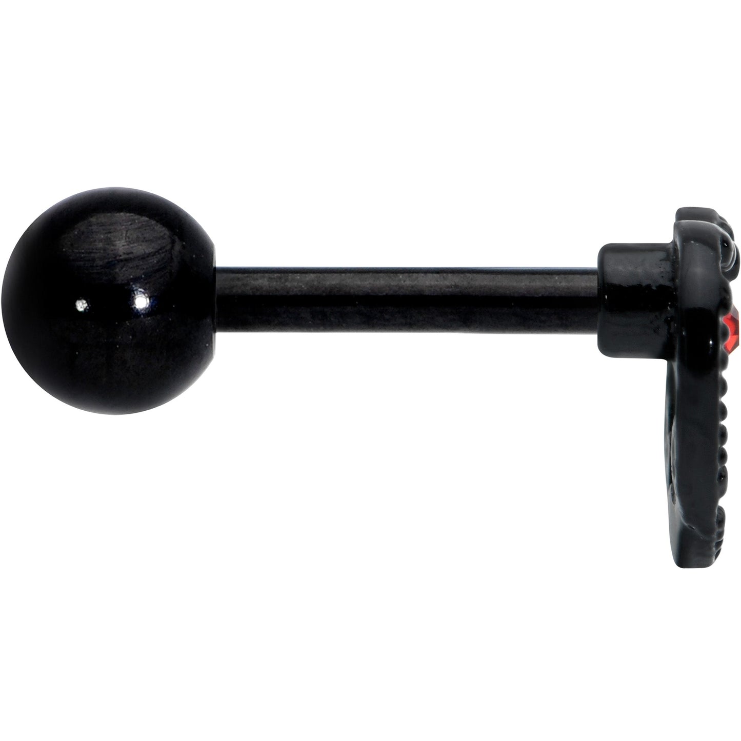 16 Gauge 1/4 Red Gem Black Steampunk Skull Cartilage Tragus Earring