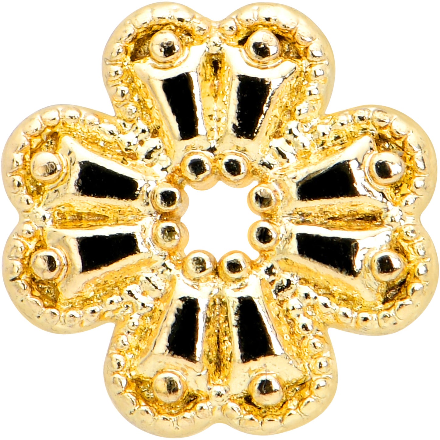 16 Gauge 1/4 Yellow Gem Gold Tone Textured Cross Labret