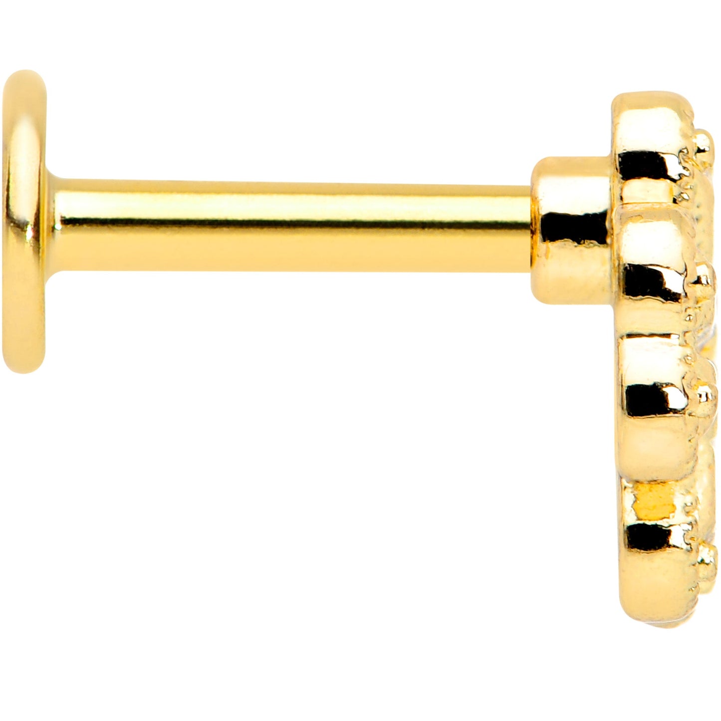 16 Gauge 1/4 Yellow Gem Gold Tone Textured Cross Labret