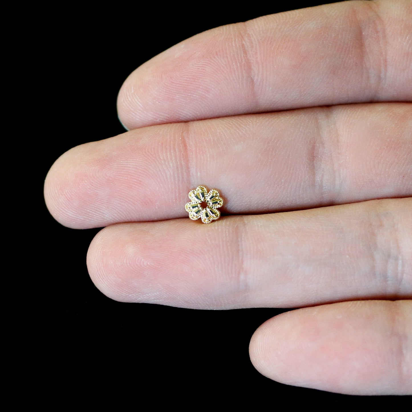16 Gauge 1/4 Yellow Gem Gold Tone Textured Cross Labret
