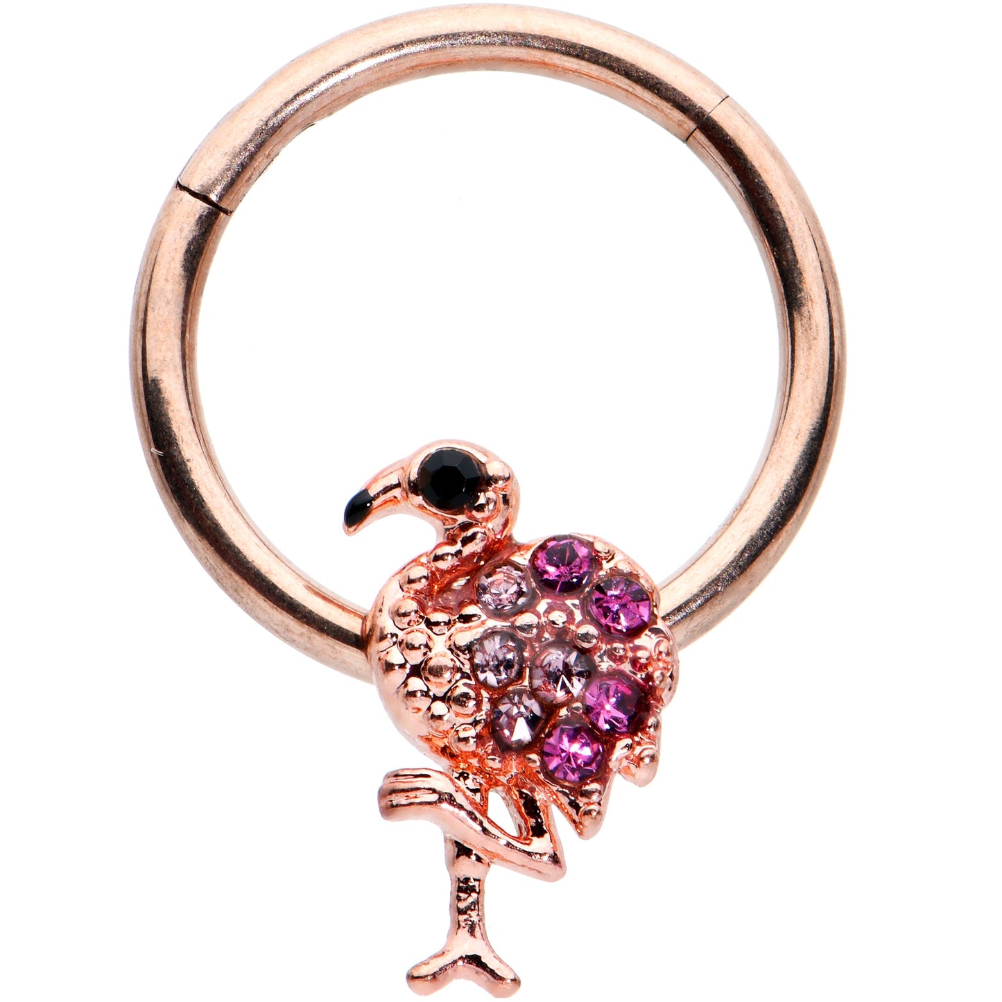 16 Gauge 3/8 Rose Gold Tone Fashion Flamingo Hinged Segment Ring