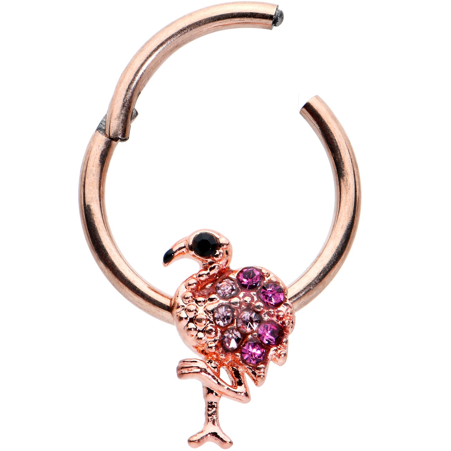 16 Gauge 3/8 Rose Gold Tone Fashion Flamingo Hinged Segment Ring