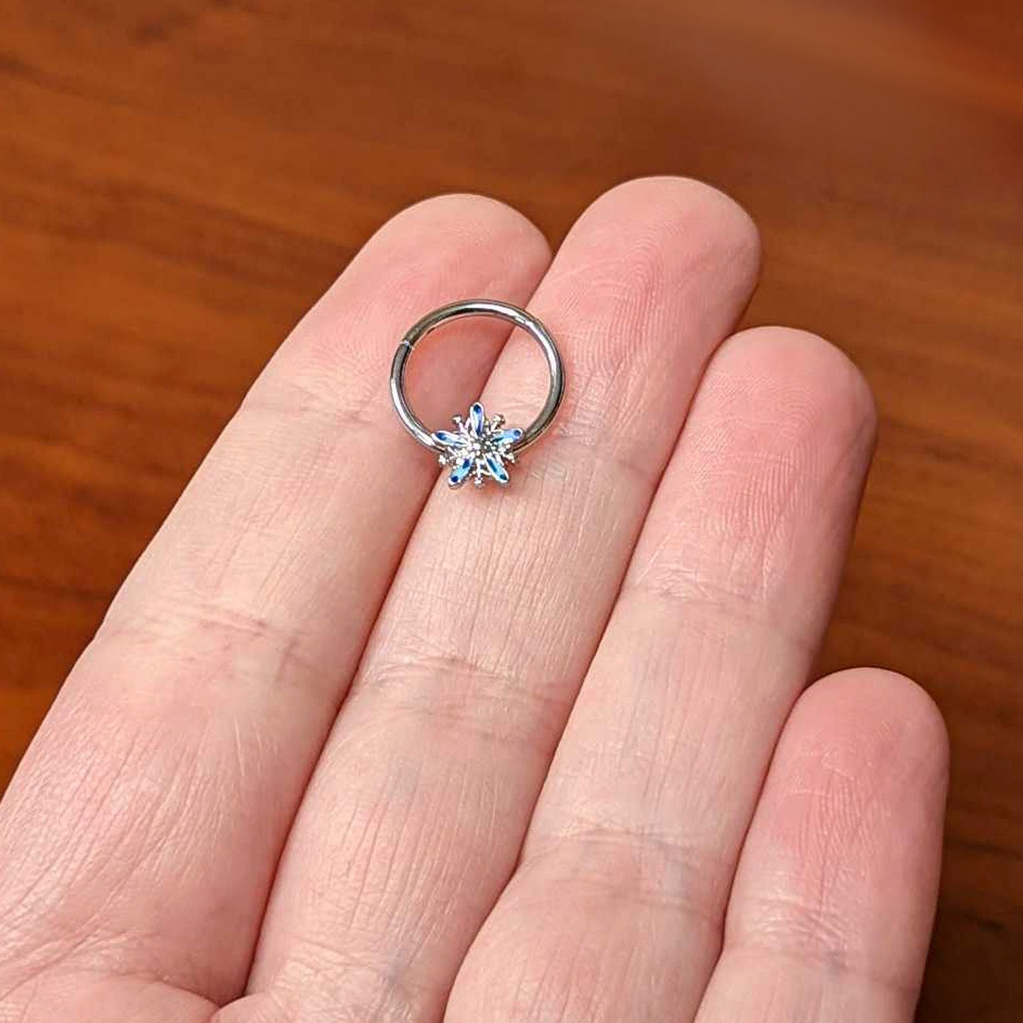 16 Gauge 3/8 Snowflake Blues Christmas Hinged Segment Ring