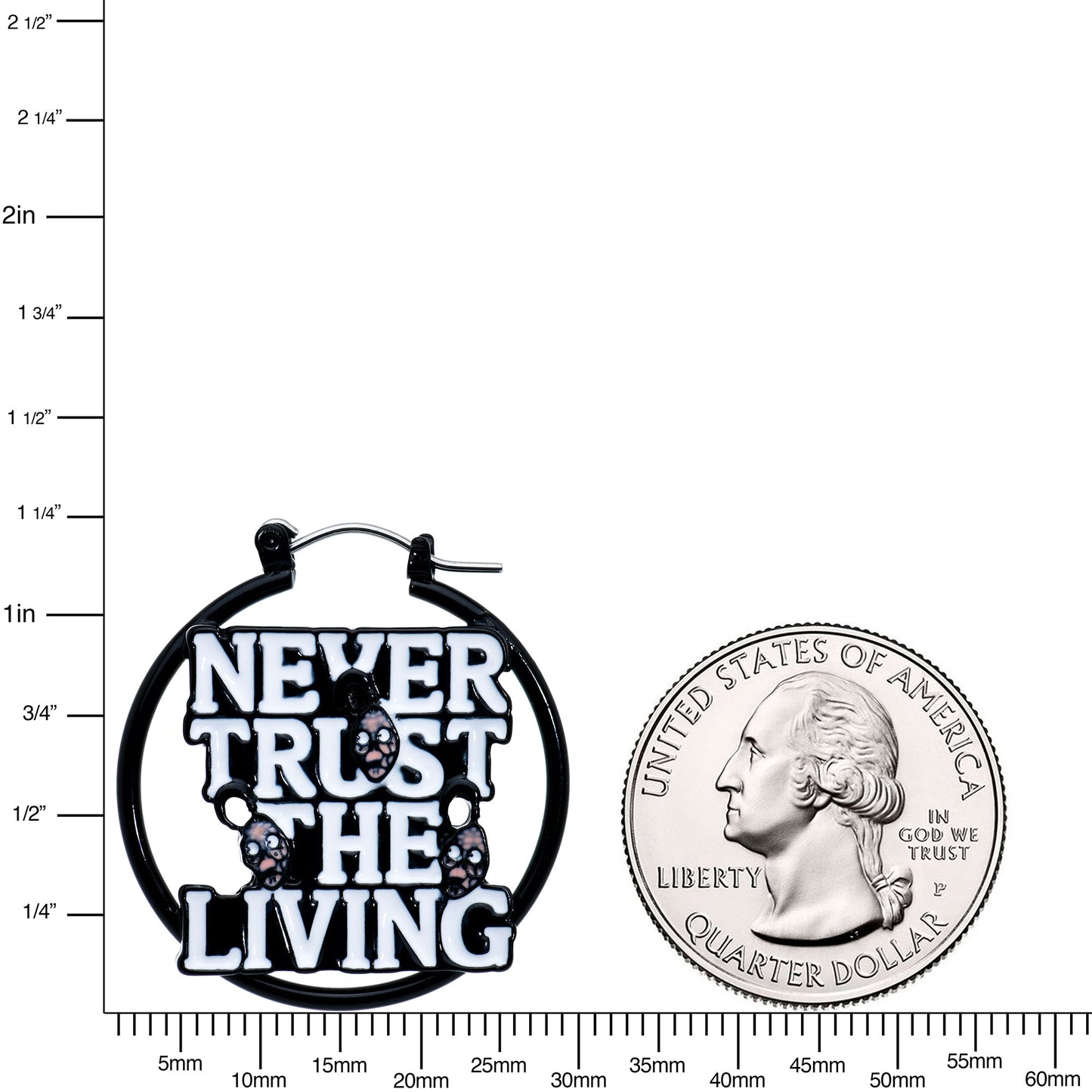 20 Gauge Licensed Beetlejuice Never Trust the Living Hoop Earrings