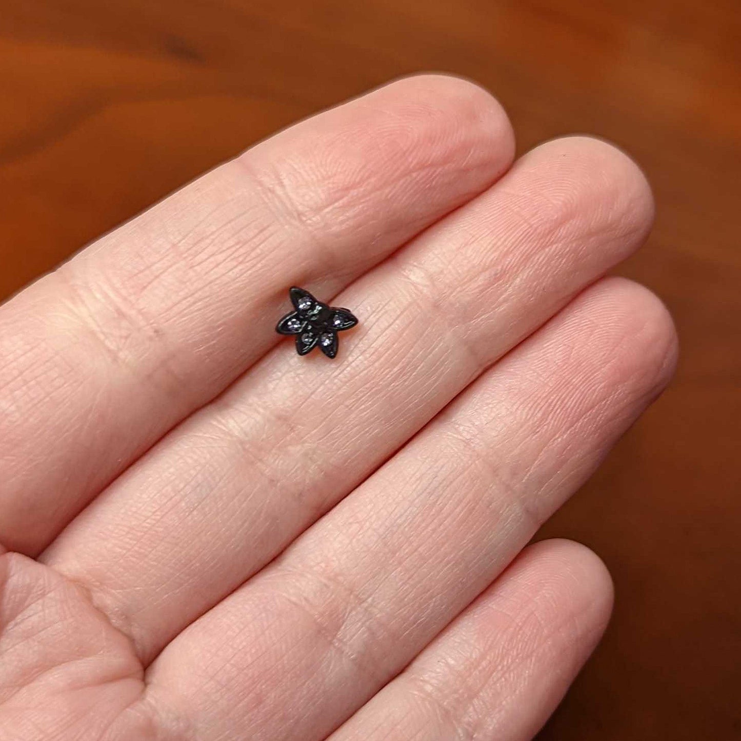 16 Gauge 1/4 Purple Gem Black Skull Blossom Cartilage Tragus Earring