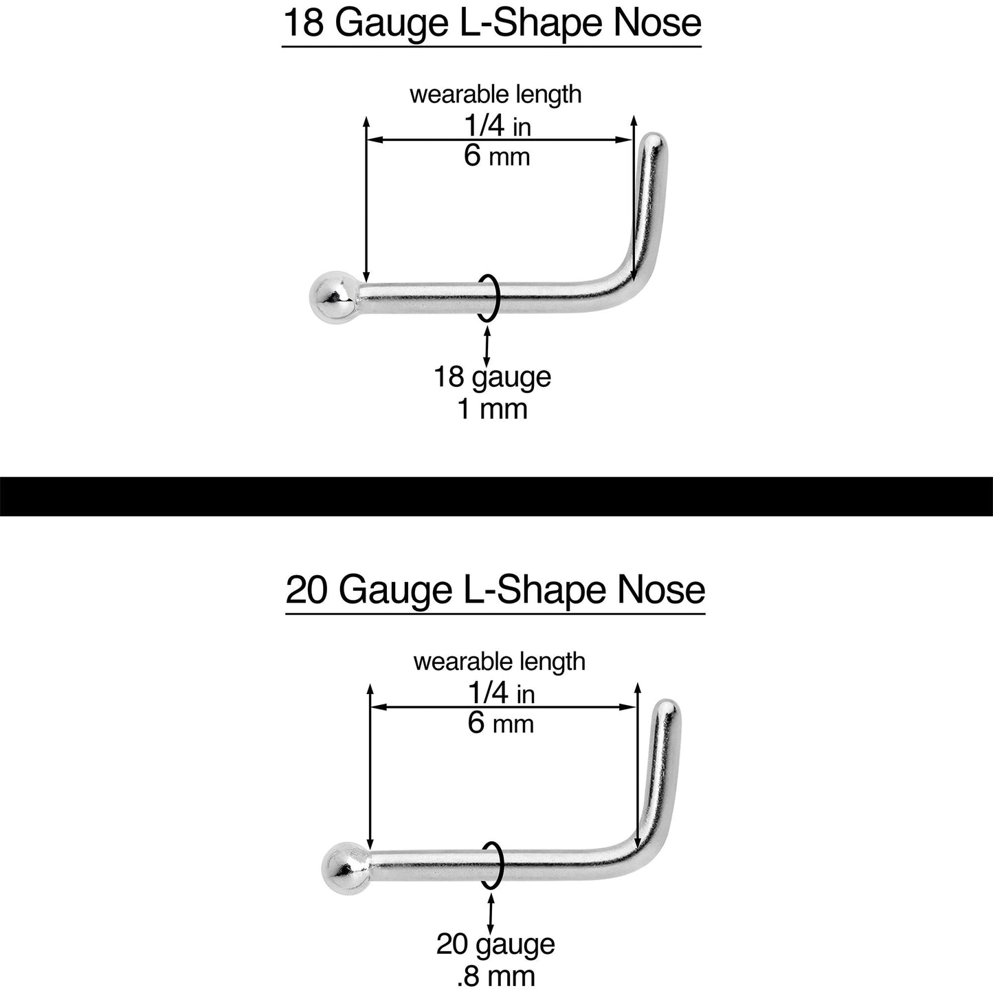 20 Gauge 1/4 Orange Gem Gold Tone Baroque Butterfly L Shape Nose Ring