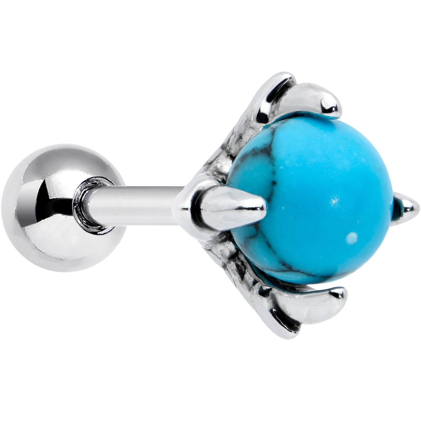 16 Gauge 1/4 Blue Turquoise Claw Hand Cartilage Tragus Earring