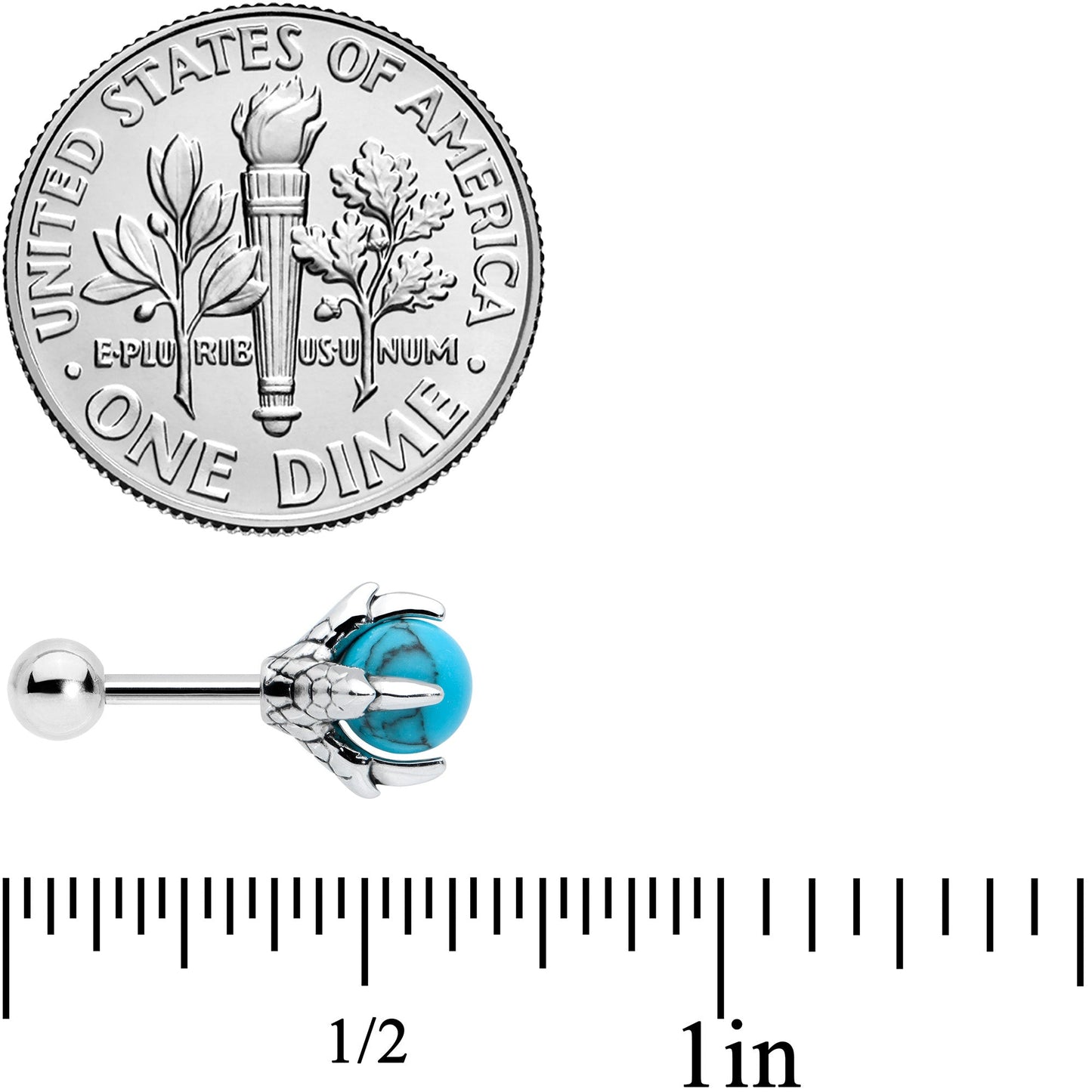 16 Gauge 1/4 Blue Turquoise Claw Hand Cartilage Tragus Earring