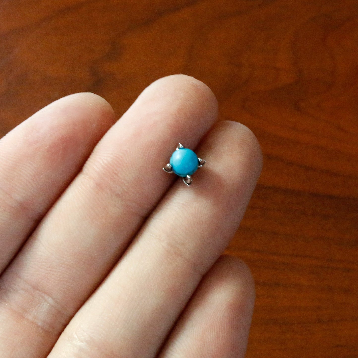 16 Gauge 1/4 Blue Turquoise Claw Hand Cartilage Tragus Earring