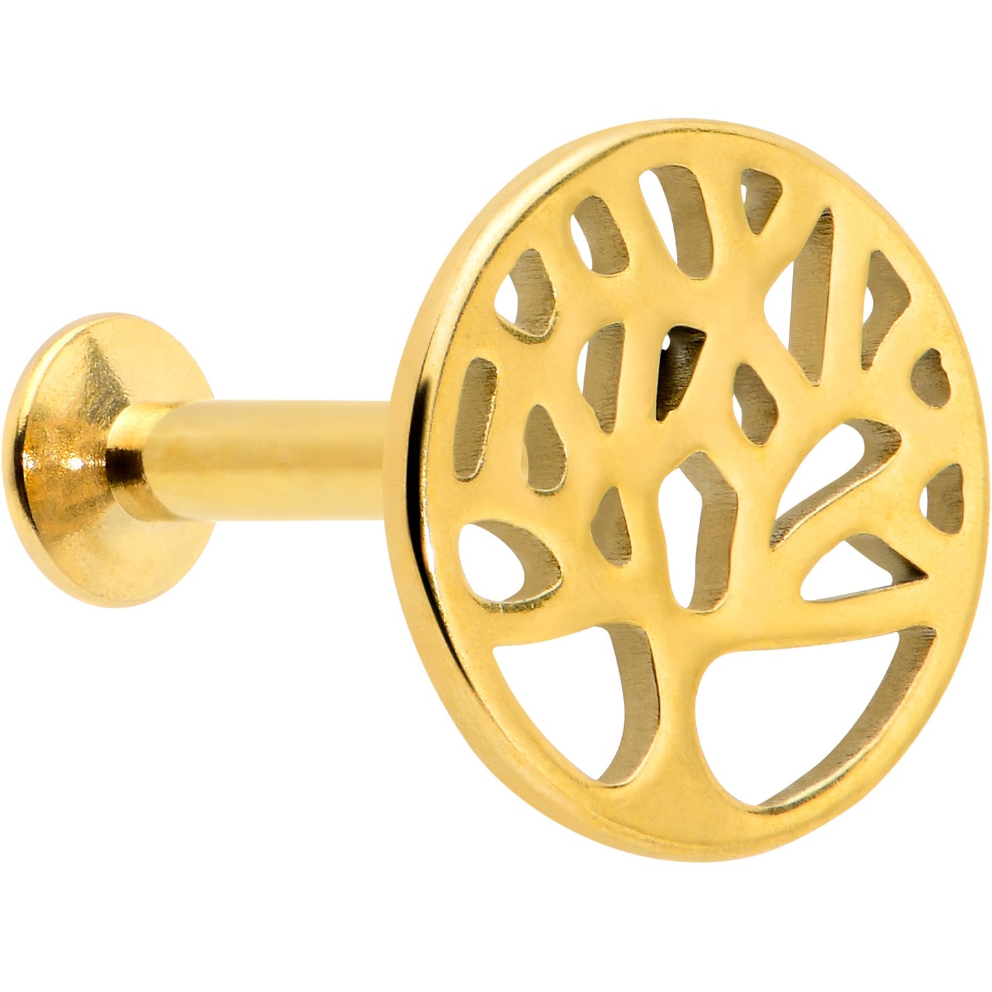 16 Gauge 5/16 Gold Tone Tree Circle Internal Thread Labret Monroe Tragus