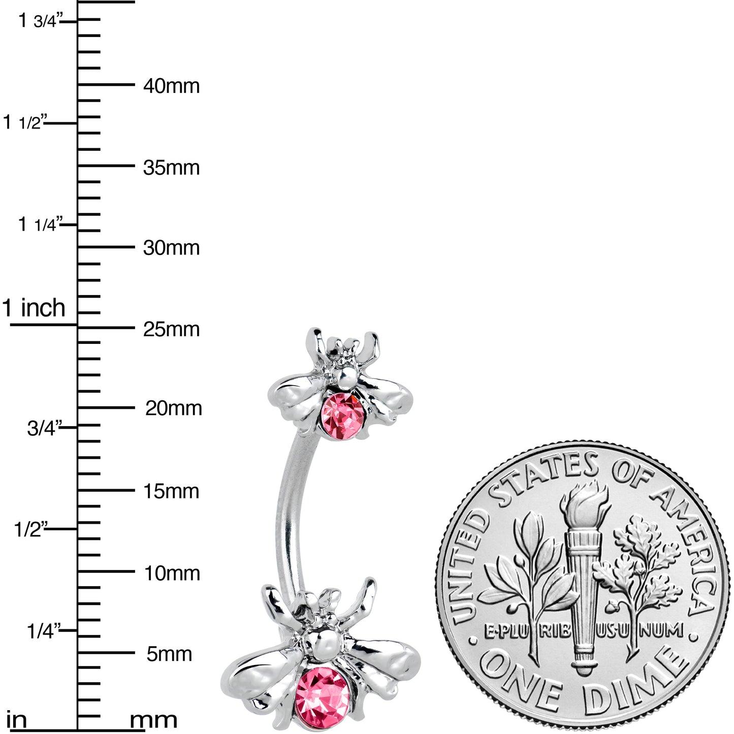 Pink Gem Bees Beautiful Insect Double Mount Belly Ring