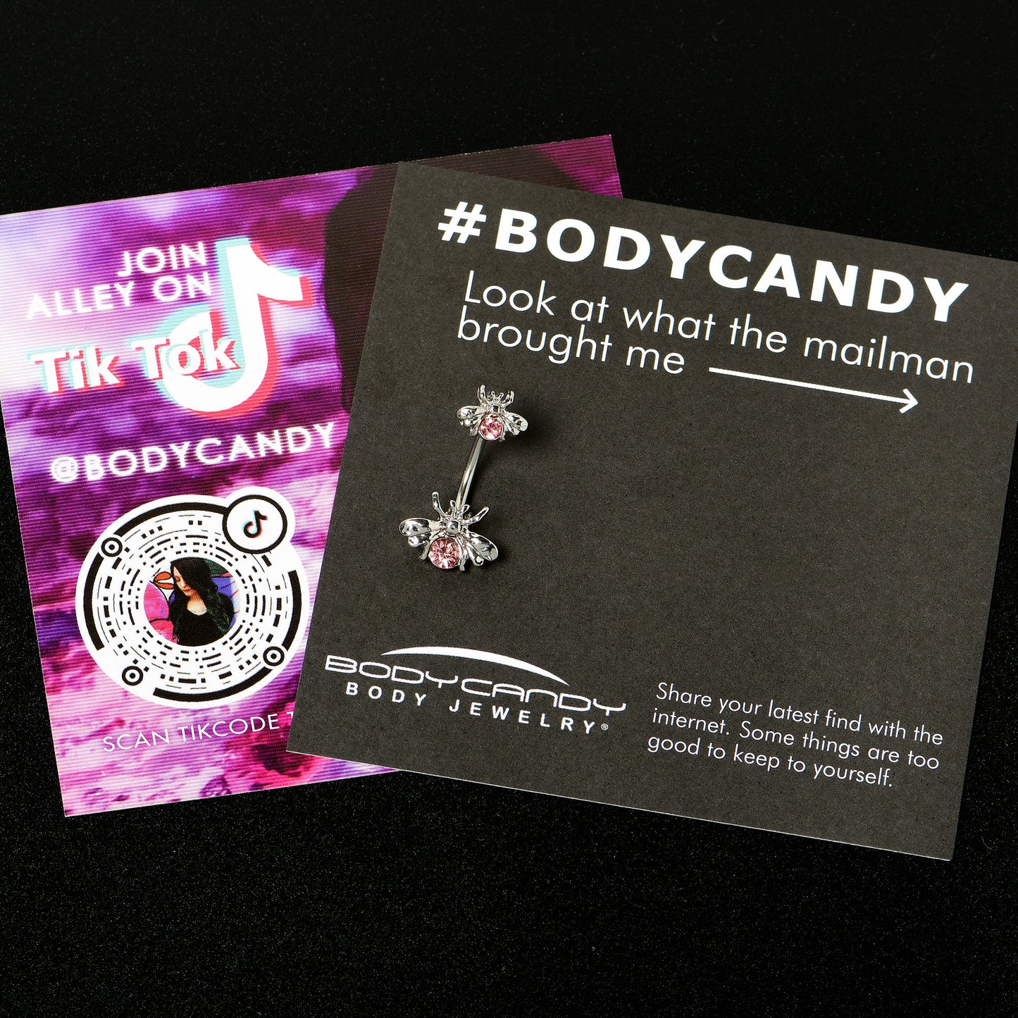 Pink Gem Bees Beautiful Insect Double Mount Belly Ring