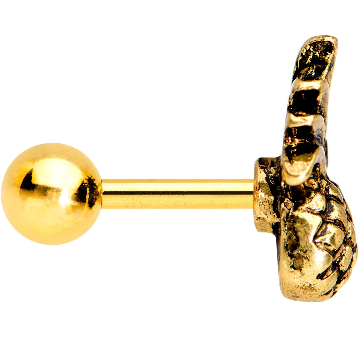 16 Gauge 1/4 Gold PVD Pineapple Pizzazz Cartilage Tragus Earring
