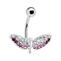 Purple HUMMING BIRD Cubic Zirconia Belly Ring