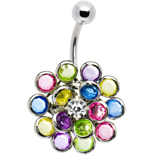 Crystalline Gem Multi Burst Flower Belly Ring